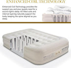 King Koil Luxury Air Mattress 16in Full Size Beige with Built-in Pump for Home, Camping & Guests-Inflatable Airbed Luxury Double High Adjustable Blow Up Mattress, Durable - Portable and Waterproof