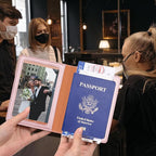 Herain Passport Holder 2Pcs, Passport Cover Wallet Case for Women Men Family, Passports Book Holders Travel Must Haves Cruise Ship Essentials (Dark Blue & Rose Gold)