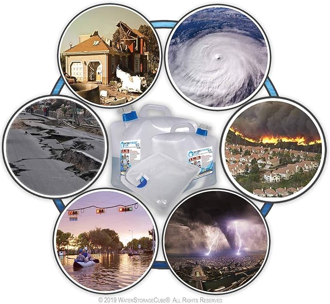 WaterStorageCube BPA Free Collapsible Water Container with Spigot, Camping Water Storage Carrier Jug for Outdoors Hiking Backpack & Survival Kit, Foldable Portable Water Canteen 1.3/2.6/5.3 Gallon