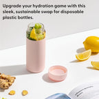 W&P Porter Glass Wide Mouth Bottle w/ Protective Silicone Sleeve | Blush 16 Ounces | On-the-Go | Reusable Bottle | Portable and Lightweight | Dishwasher Safe