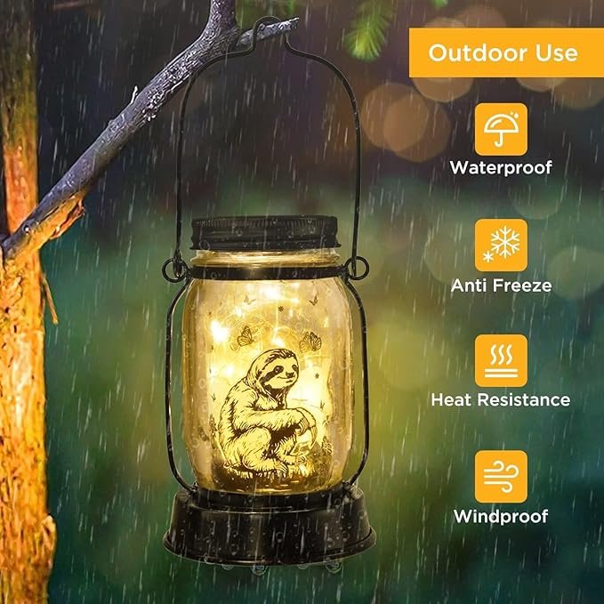 kyoryuger Sloth Gifts for Women/Men Sloth Lovers Solar Lantern Mom Birthday, Mothers Day, Solar Garden Decoration Outside for Yard, Patio,Backyard,Porch, Torches