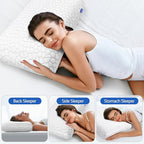 Memory Foam Pillows for Sleeping, Bed Pillow with Removable and Machine Washable Cover, Bed Pillow for Side, Neck Pillow, Back and Stomach Sleepers, Standard Size (1 Pack)