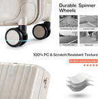 Hanke 16 Inch Underseat Carry on Luggage with Wheels Small Hard Shell Suitcases for Weekender,Travel Approved Lightweight Travel Luggage Suitcase for Womem Men,Christmas Gifts for Birthday-Ivory White