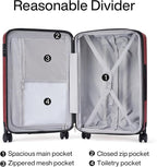 Hanke 24 Inch Expandable Checked Luggage Lightweight PC Hard Case Luggage Suitcases with Wheels TSA Luggage Rolling Large Suitcase Travel Luggage Bag for Go to University(Burgundy)