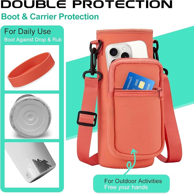 40 oz Stainless Steel Water Bottles with Straw and Auto Spout Lids, Wide Mouth Metal Thermo Bottles for Gym, Leak Proof & BPA-Free Water Flask Jug with Paracord Handle & Carrier Bag with Strap