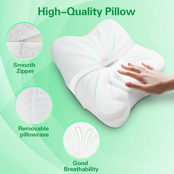 SAHEYER Memory Foam Camping Pillow, Travel Pillows for Sleeping, Neck Support Camping Gear Accessories - Small Pillow Travel Essentials for Sleeping, Backpacking, Hammock, White