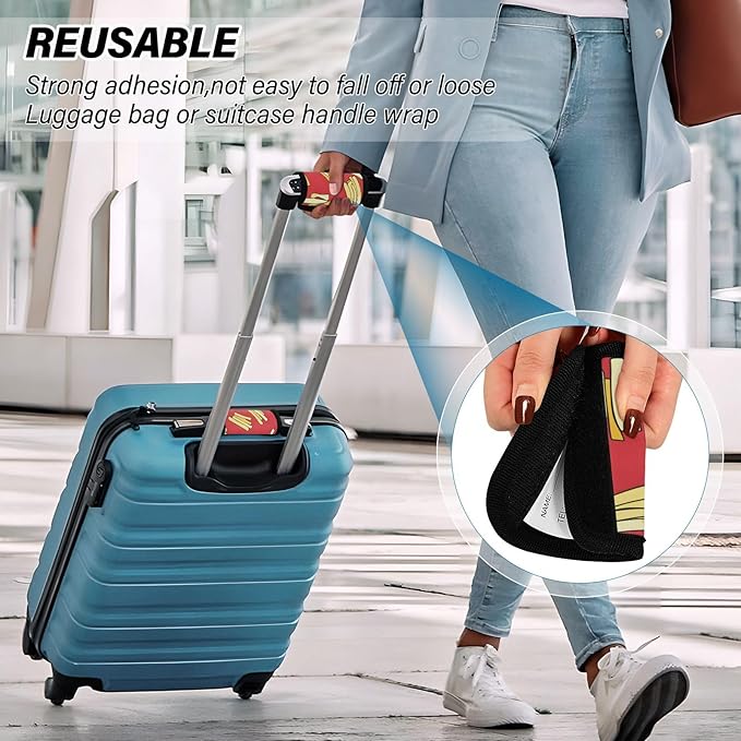 French Fries Luggage Handle Wrap for Suitcase Luggage Tags Handle Covers Identifiers Soft Decorations Travel Accessories 2 Pack