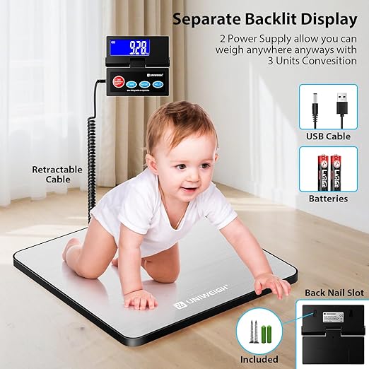 Shipping Postal Scale 440lb,Commercial Weight Scale for Packages,Postage,Luggage,Small Business, Mail, Warehouse, Home, Battery & Charging Cable Included