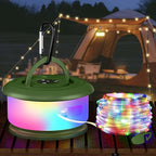 Camping String Lights, Retractable 32.8ft RGB Flash Lamp, Rechargeable Fairy LED Rope Lights Outdoor Waterproof, Portable Hanging Lantern for Outside Tent Patio Awning Garden RV Essentials