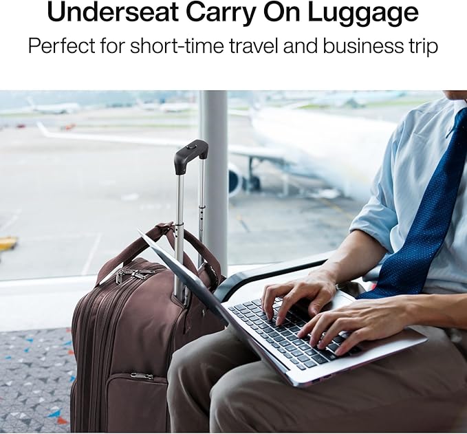 Hanke Softside Expandable Underseat Carry On luggage for Airplanes,Travel Luggage Rolling Bag Personal Item Bag Small Suitcase,Coffee,16-Inch