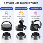 SENDESTAR 40oz Water Bottle Wide Mouth Stainless Steel Vacuum Insulated Double Wall with 2 Straw Lids Fit in Any Car Cup Holder
