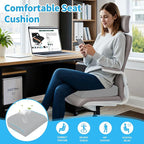TranquilRelax Large Seat Cushion, Memory Foam Cushion for Long Sitting Hours on Office Chair, Home & Car, Non-Slip Chair Pad for Relieving Back & Sciatica & Hip & Coccyx Pain (Light Grey)