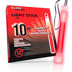 Glow Fever Emergency Safety Military Grade Glow Sticks; 10pcs, 6" Ultra Bright Glow Sticks with 12 Hours Duration. Great for Hiking, Party, Camping, Blackouts, Hurricane and Survival Kits (Red)
