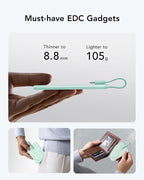 VEEKTOMX Slim Portable Charger, 5000mAh Lightweight Power Bank with Wired USB C Cable, Ultra Thin Battery Pack Compatible with iPhone 15/Plus/Pro/Pro Max/Samsung/Android(Non-Wireless Charging), Blue