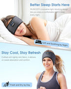 MUSICOZY Sleep Headphones Bluetooth 5.4 Headband Headphones, Wireless Earphones Music Sleep Earbuds for Side Sleepers Sleeping Eye Mask for Women Men Workout Running Cool Unique Gifts, Black