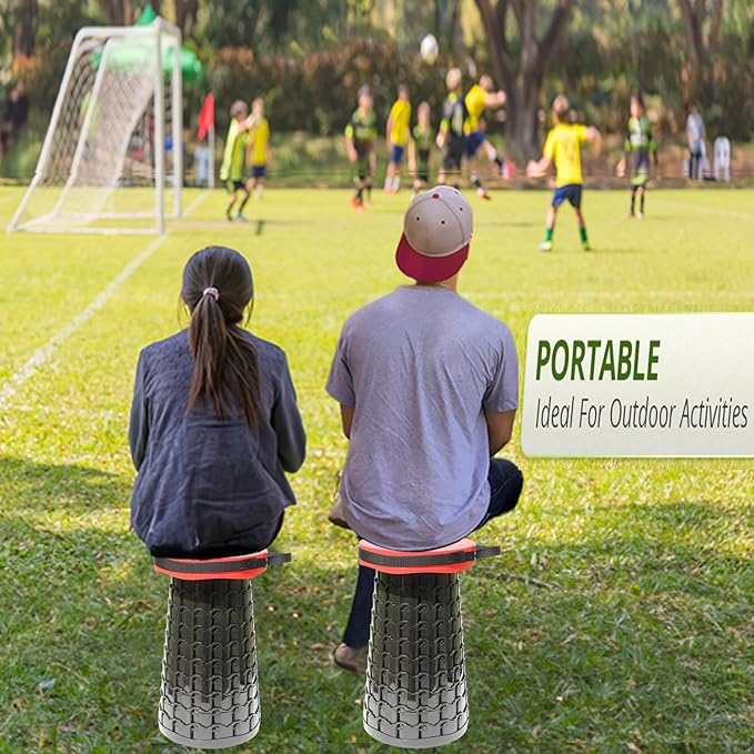 ALEVMOOM 2025 Upgraded XXL Collapsible Stool with Cushion 19.7",1000lbs Max Weight,Wider & Taller Pop Up Seat, Heavy Duty Portable Retractable Folding Stool for Camping & Outdoors (Red)