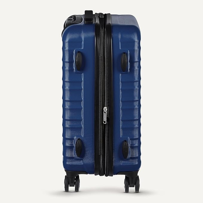 Amazon Basics 30" Hardside Large Checked Luggage, Hardshell Suitcase With Wheels, Expandable For Up to 15% More Space, With Scratch-Resistant Surface, Four Multi-directional Wheels, Navy Blue
