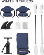 Inflatable Kayak 2 Person, Tandem Kayak, Foldable Kayaks for Adults, with Kayak Fin, 2 Aluminum Paddles, 2 Padded Seats, Hand Pump and Travel Backpack