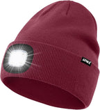 ATNKE LED Lighted Beanie Hat,USB Rechargeable 4 LED Running Headlamp Bright Cap with The Light Gifts for Men and Women