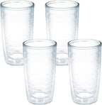Tervis Clear & Colorful Tabletop Made in USA Double Walled Insulated Tumbler Travel Cup Keeps Drinks Cold & Hot, 16oz - 4pk, Clear