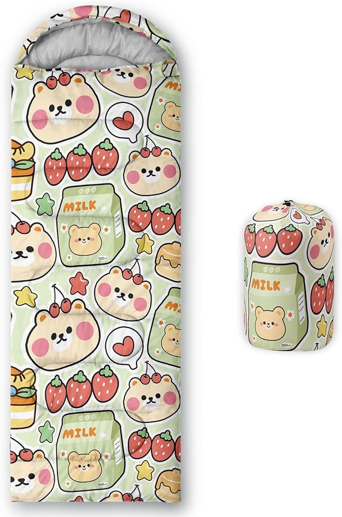 Kids Sleeping Bag for Boys Girls,Rocket Moon Print-Lightweight Warm Portable Outdoor Indoor-Waterproof Cold Weather Resistant Sleeping Bag for Camping Hiking