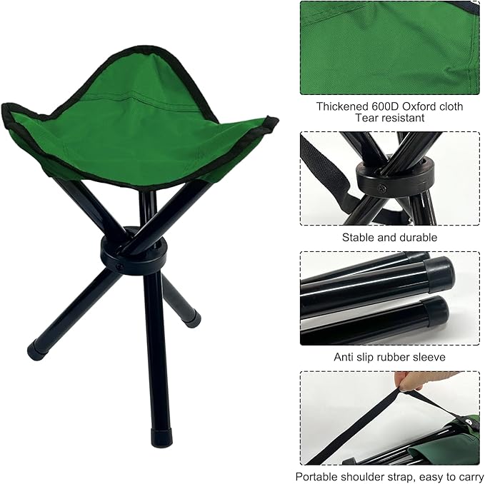 Travel Folding Camping Stool, 14.6 inches Tripod Chair and Maximum weight 300 lbs Outdoor Portable Party Chair Fishing Chair Seat for Camping Fishing Hiking Gardening and Beach Garden Painting
