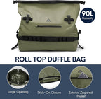 Haimont Large Waterproof Duffel Backpack Roll-Top Heavy Duty Dry Duffle Bag for Boating, Travel, Motorcycle, Kayaking, Camping, 60L
