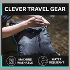 Ripstop Outdoor Camping Pillow and Blanket 3-in-1, Versatile Lightweight Nylon Waterproof Stadium Blanket, Ultralight Backpacking Essentials, Travel Blanket and Pillow Set - Black/Turquoise