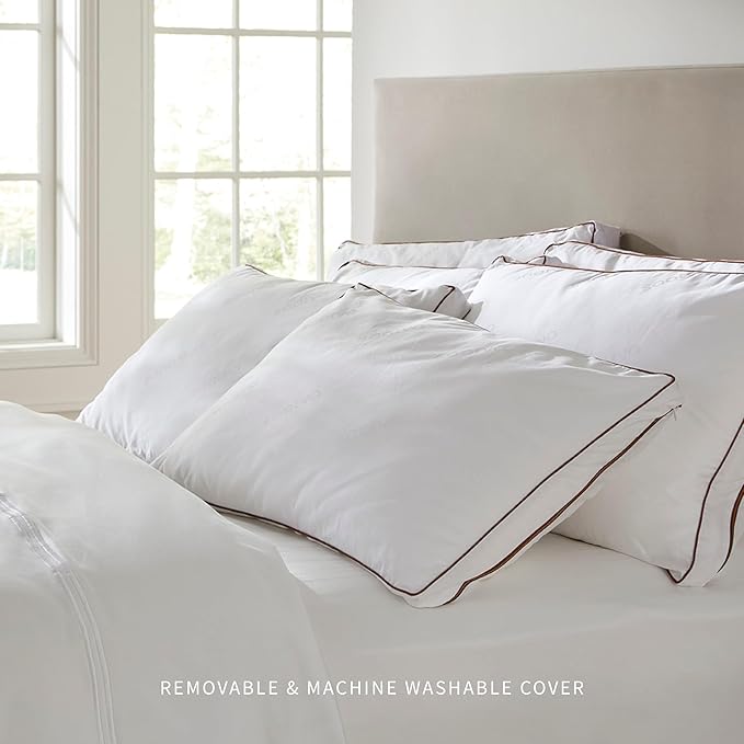 Saatva Latex Pillow - High Loft (6" - 7”) - Hypoallergenic Pillow with Shredded Latex Core - Breathable - Machine Washable Organic Cotton Cover - Queen (28"x18") 1 Pack