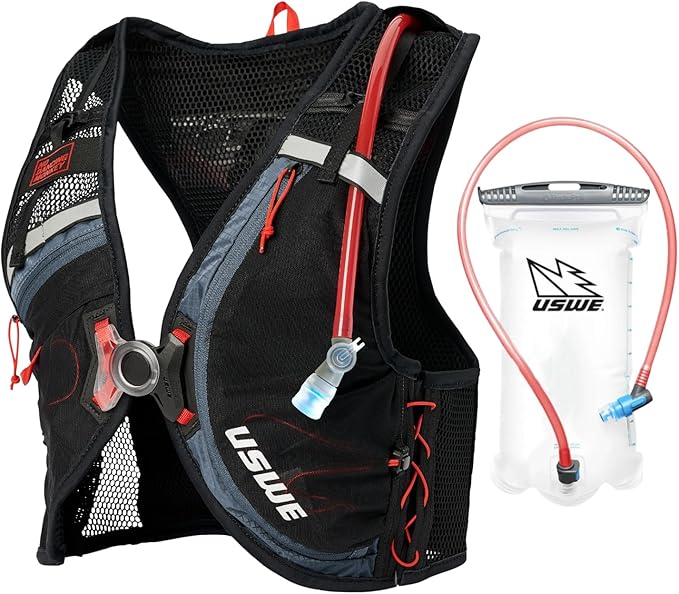 USWE Rush 8L Bike Hydration Vest, Adjustable Chest Straps Running Hydration Vest, 2.0L Hydration Bladder, Mountain Biking, Gravel & Cycling with Reflective Details, Men & Women