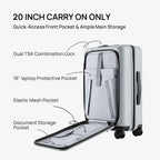 NINETYGO Medium Checked Luggage 25 Inch, Flat Top Opening Check In Luggage with Cup Holder, Expandable, Lightweight PC Hard Shell, TSA Lock, 360° Spinner Wheels (Charcoal Coconut Milk)