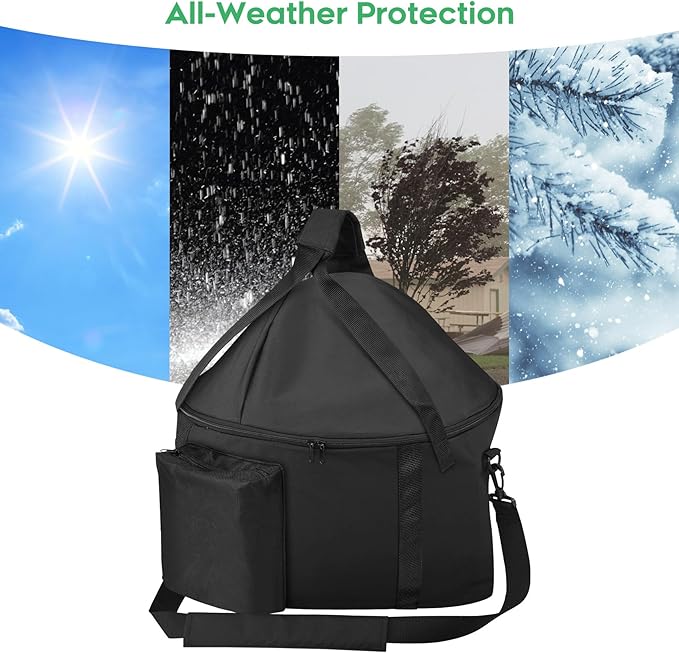 Portable Grill Carry Bag Compatible with Weber Smokey Joe 14-inch Charcoal Grill and Smokey Joe Premium 14-inch Charcoal Grill, with Pocket, Handle and Shoulder Strap, Black