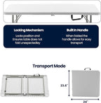 BTEXPERT Set of 5, 4ft Folding Utility Table Fold-in-Half Lightweight Height Adjustable Portable Carrying Handle Indoor Outdoor Picnic Camping Office Home Party Easy to Clean Store White Set of 5
