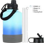DRINCO Stainless Steel Water Bottle Spout Lid Vacuum Insulated Double Wall Water Bottle(64oz 40oz 32oz 22oz 18oz 14oz) Leak Proof Keep Cold Sport Camping Hiking (64 oz, 64oz Morning Sky Blue)
