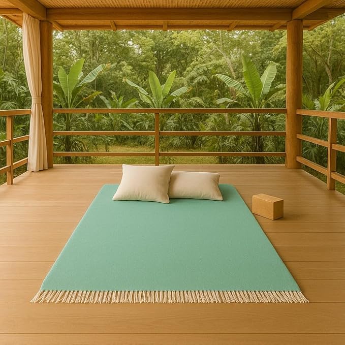 Open Road Goods Solid Color Mexican Yoga Blanket – Large Handwoven Throw for Yoga, Beach, Camping or Home – Soft and Durable Cotton Blend