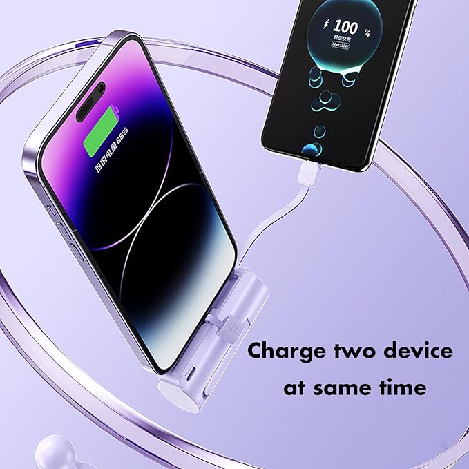 Mini power bank 5500mAh Portable Power Bank,Dual USB-C ports Cell Phone Power Charger, LCD LED Display Battery Compatible with iPhone17/16/15 plus/15 pro/15 pro Max/Android phone/Samsung/Moto/LG etc