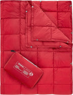 KingCamp Ultralight Camping Blanket, Packable Down Alternative Puffy Wearable Blankets Weatherproof Warm Package Quilt with Snap Buttons for Outdoor Hiking Travel Picnic Stadium (69"L x 53"W, CRIMSON)
