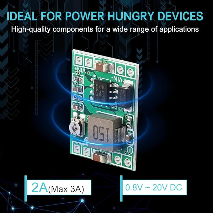 EBOOT Mini MP1584EN DC-DC Buck Converter Adjustable Power Module 24V to 12V 9V 5V 3V(12 Pack)