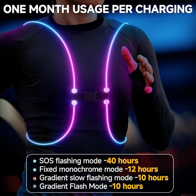 Running Lights For Runners, Reflective Running Vest, Reflective Running Gear Walking Vest For Women, Night Running Gear, Light Up Running Vest, Gifts For Runners, Safety Running Vest For Women & Men