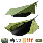 Night Cat Camping Hammock Tent: Lightweight Portable 4 in 1 Hammock with Rain Tarp and Mosquito Net for Hiking Jungle Outdoor