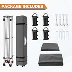 EAGLE PEAK Pop Up Canopy Tent with 1 Sidewall, Easy Setup Event Tent, Outdoor Sun Shade, Wheeled Carry Bag, Stakes and Guy Ropes, Instant Canopy 10x10, Gray