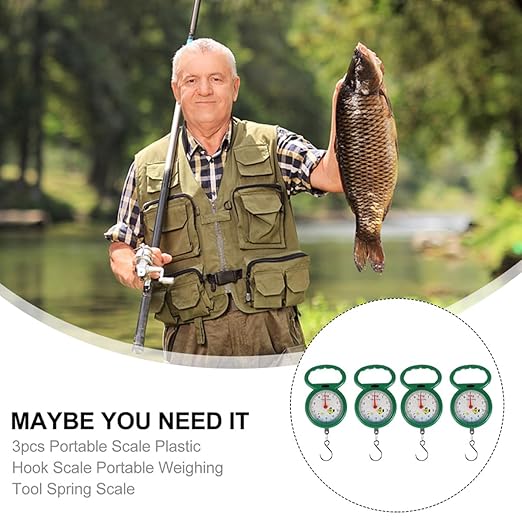 ULTECHNOVO 4pcs Portable Handheld Hook Luggage Scales Plastic Spring Hanging Weighing Scales for Travel and Home Use Random Color