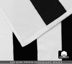 COTTON CRAFT Oversized XXL Beach Towel - 2 Pack 35x84 - The Big Kahuna 7 Foot Extra Large Beach Blanket Towel - Big & Tall - Huge 100% Cotton Velour Soft Luxury Pool Bath Towel - Cabana Stripe Black