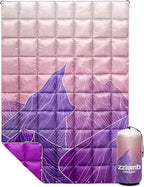 zzlamb Camping Blanket, Outdoor Lightweight Travel Blanket Puffy Portable Down Alternative, Windproof Warm Cloak with Snaps, Cozy Quilt Backpacking Picnic RV Plane Car Hammock Beach Climbing