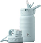 IDEUS Insulated Water Bottle 12oz, Stainless Steel Insulated Water Bottle For School, Insulated Bottles With Straws Leakproof, Vacuum Double Wall Water Bottles For Boys And Girls With 2 Lids, BPA Free