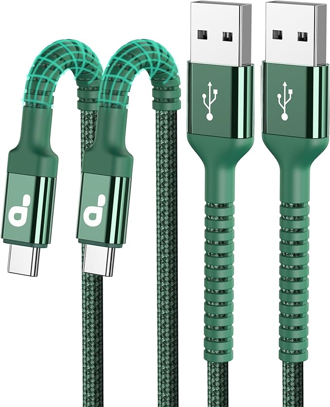 USB to USB C Cable Fast Charging 3FT, 2Pack USB A to USB C Charger Cord, Upgraded Extra Durable Braided USBC Cable Compatible with iPhone 17 16 15 Pro Max,Samsung Galaxy S10 S9 Plus and More -Green
