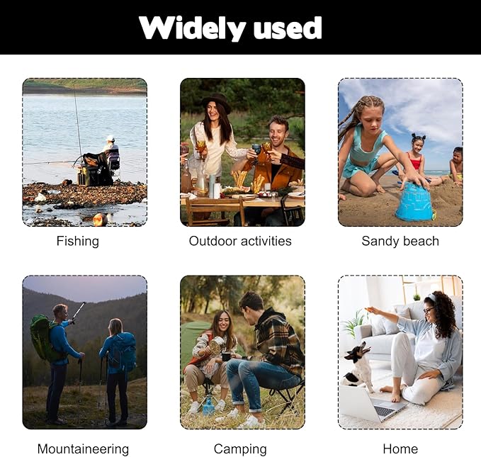 Portable Folding Camping Stool, Travel Fishing Chair Quad Frame Camping Chair Maximum Weight 290 lbs Lightweight Outdoor Folding Garden Chair for Hunting, Hiking, Party, Beach and Painting (Black)