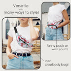 MAXTOP Large Crossbody Fanny Pack with 4-Zipper Pockets,Gifts for Enjoy Sports Festival Workout Traveling Running Casual Hands-Free Wallets Waist Pack Phone Bag Carrying All Phones