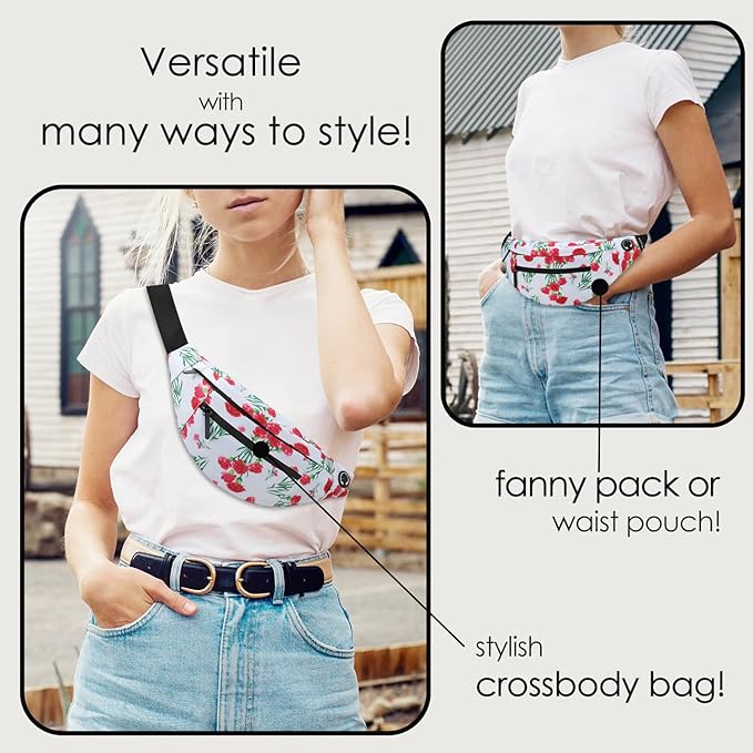 MAXTOP Large Crossbody Fanny Pack with 4-Zipper Pockets,Gifts for Enjoy Sports Festival Workout Traveling Running Casual Hands-Free Wallets Waist Pack Phone Bag Carrying All Phones