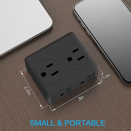 Outlet Extender, HICITY Multi Plug Outlet with 6 Electrical Outlets Adapter, 3-Prong Wall Outlet Tap for Cruise Ship Home Office Dorm, Black (4 Pack)